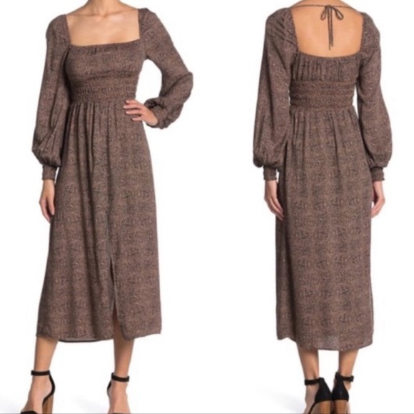 AFRM Leopard Print Long Sleeve Maxi Dress- Size Small - Picture 1 of 4